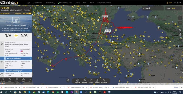 USAF drone i Svartehavet 16.06 2022.